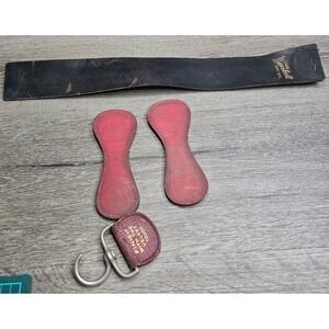 Vintage Newshell Leather Straight Razor Strop Velvet Touch Cut For Parts Repair